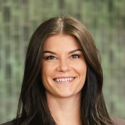 Close-up portrait of a person with long dark hair